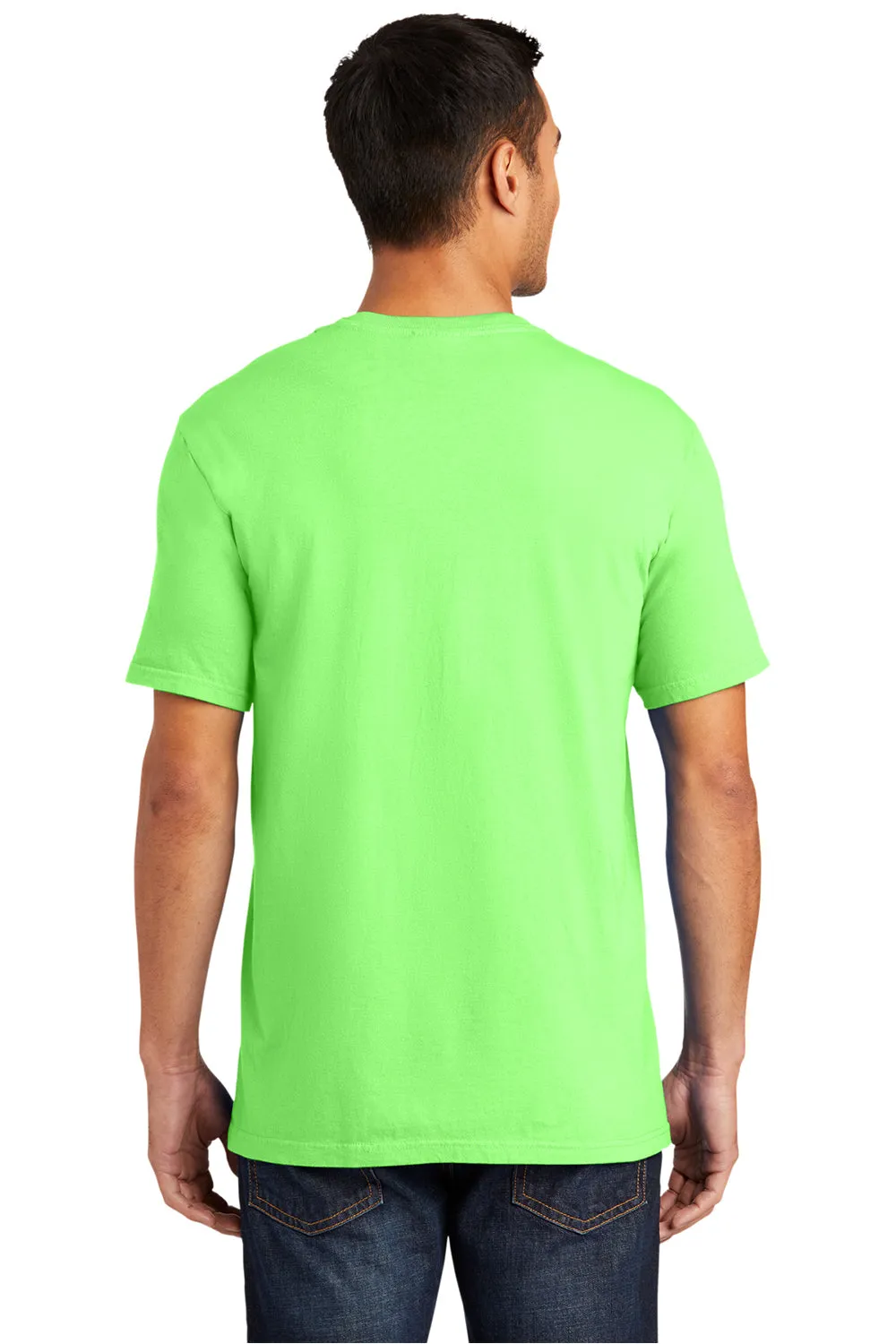 Port & Company Mens Beach Wash Short Sleeve Crewneck T-Shirt - Neon Green