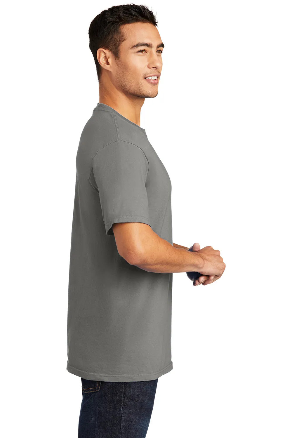 Port & Company Mens Beach Wash Short Sleeve Crewneck T-Shirt - Pewter Grey