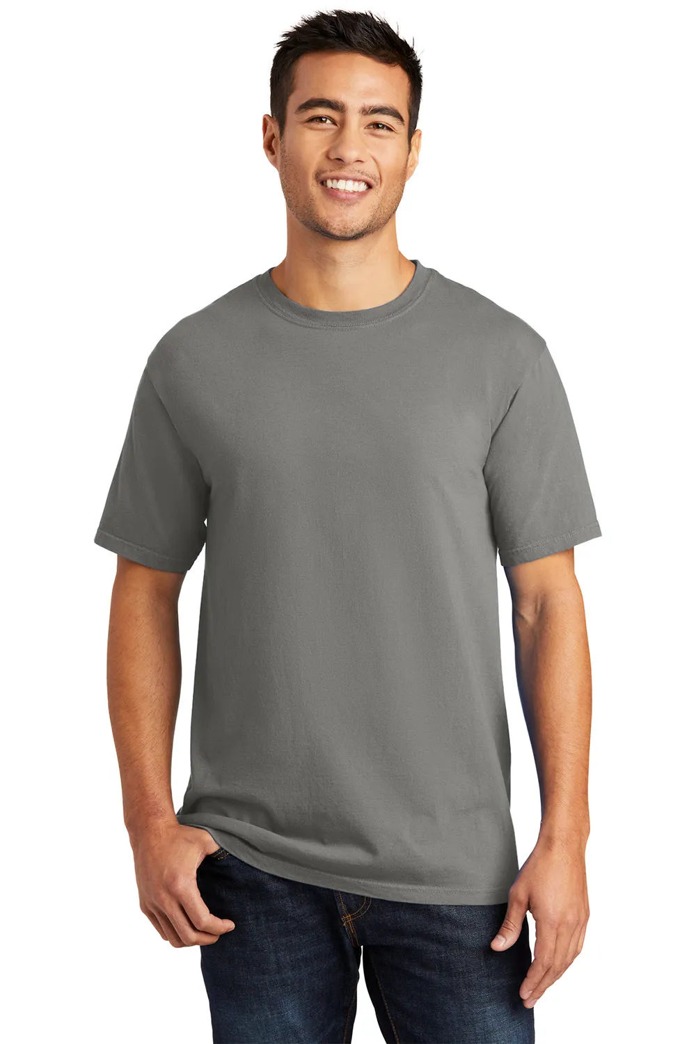 Port & Company Mens Beach Wash Short Sleeve Crewneck T-Shirt - Pewter Grey