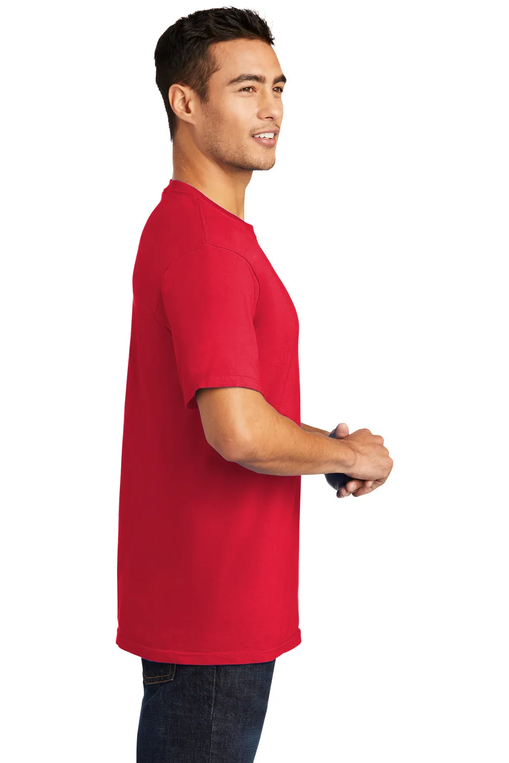 Port & Company Mens Beach Wash Short Sleeve Crewneck T-Shirt - Red