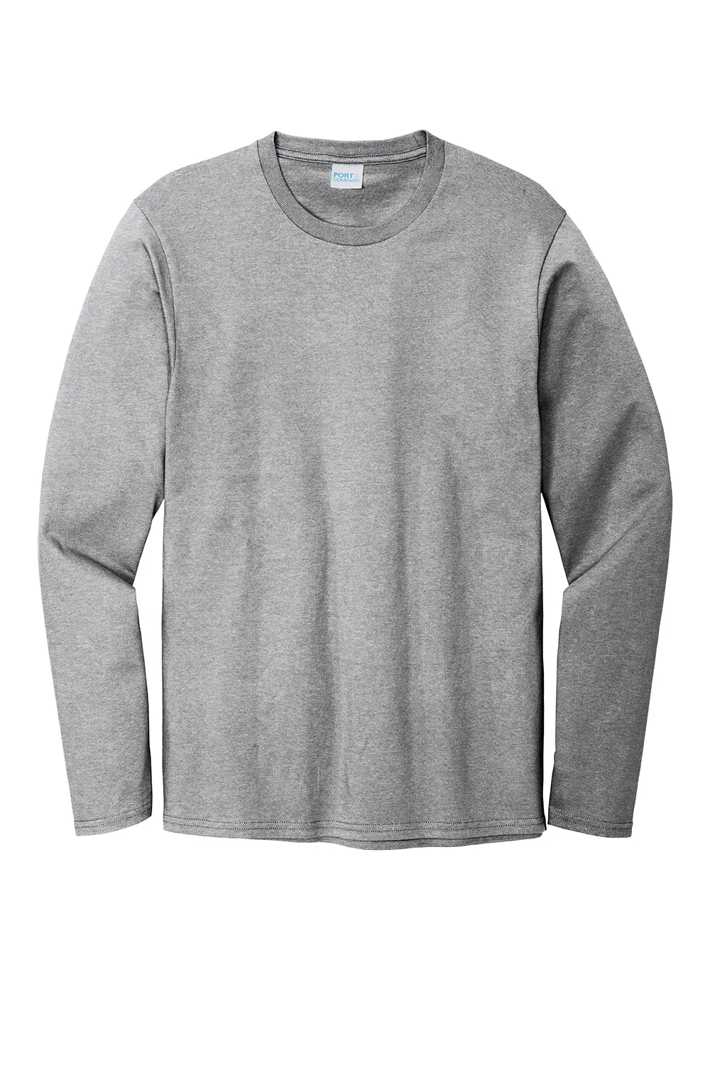 Port & Company Mens Bouncer Long Sleeve Crewneck T-Shirt - Heather Grey