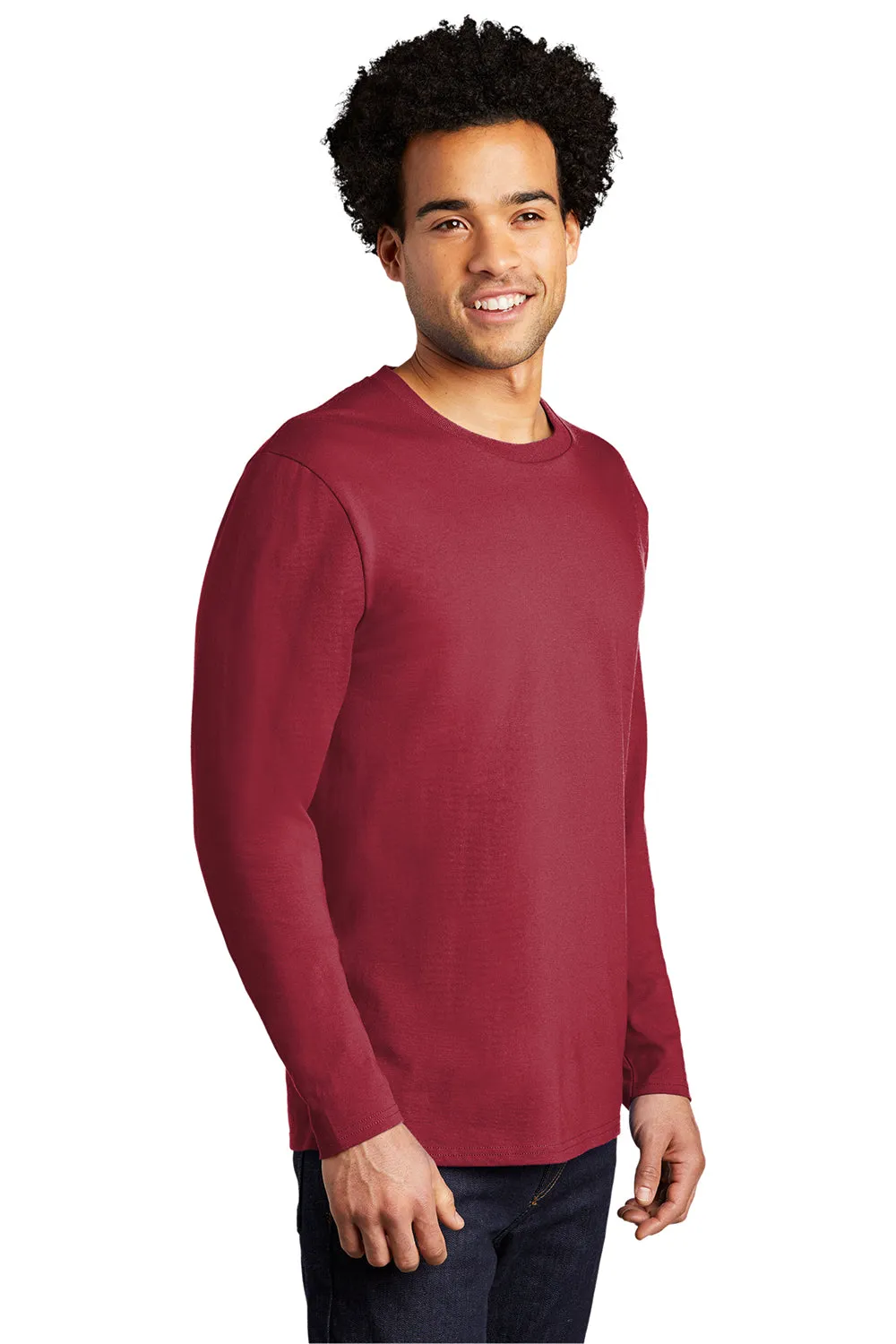 Port & Company Mens Bouncer Long Sleeve Crewneck T-Shirt - Rich Red