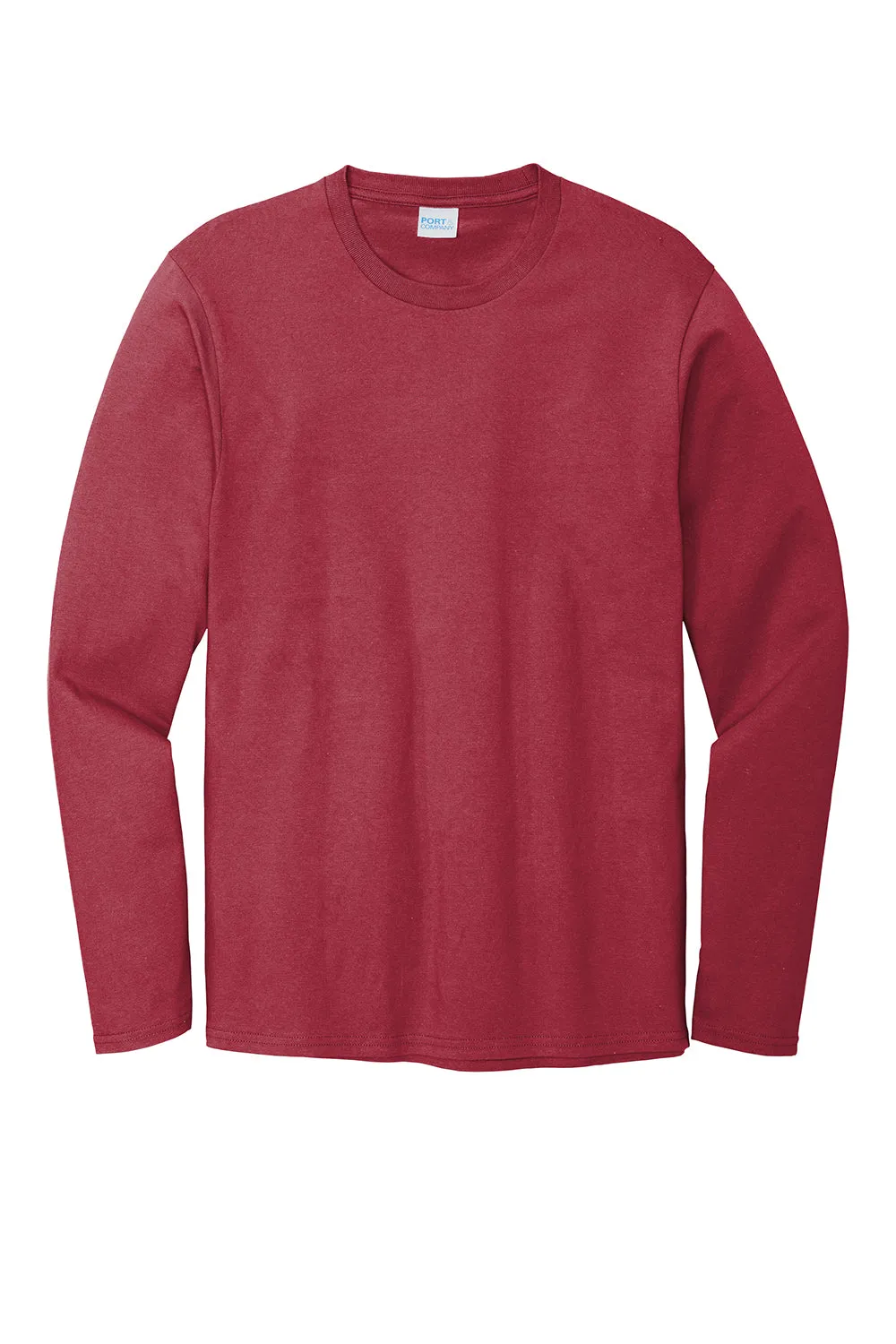 Port & Company Mens Bouncer Long Sleeve Crewneck T-Shirt - Rich Red