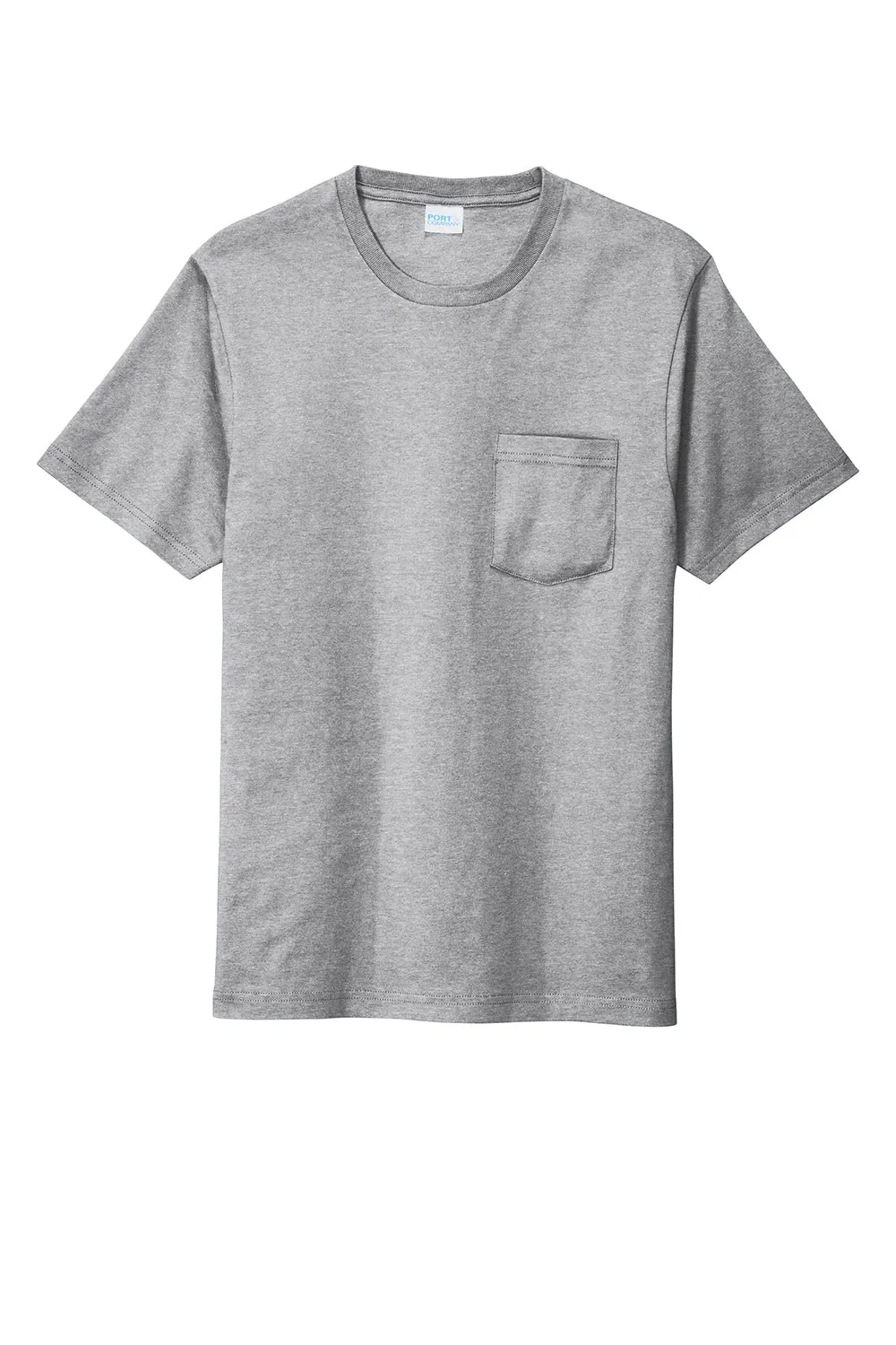 Port & Company Mens Bouncer Short Sleeve Crewneck T-Shirt w/ Pocket - Heather Grey