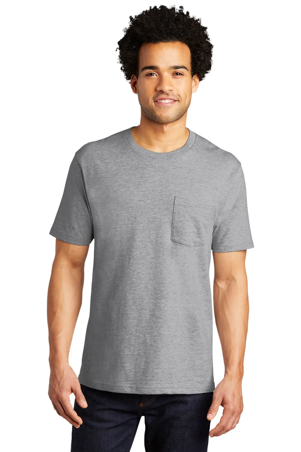 Port & Company Mens Bouncer Short Sleeve Crewneck T-Shirt w/ Pocket - Heather Grey