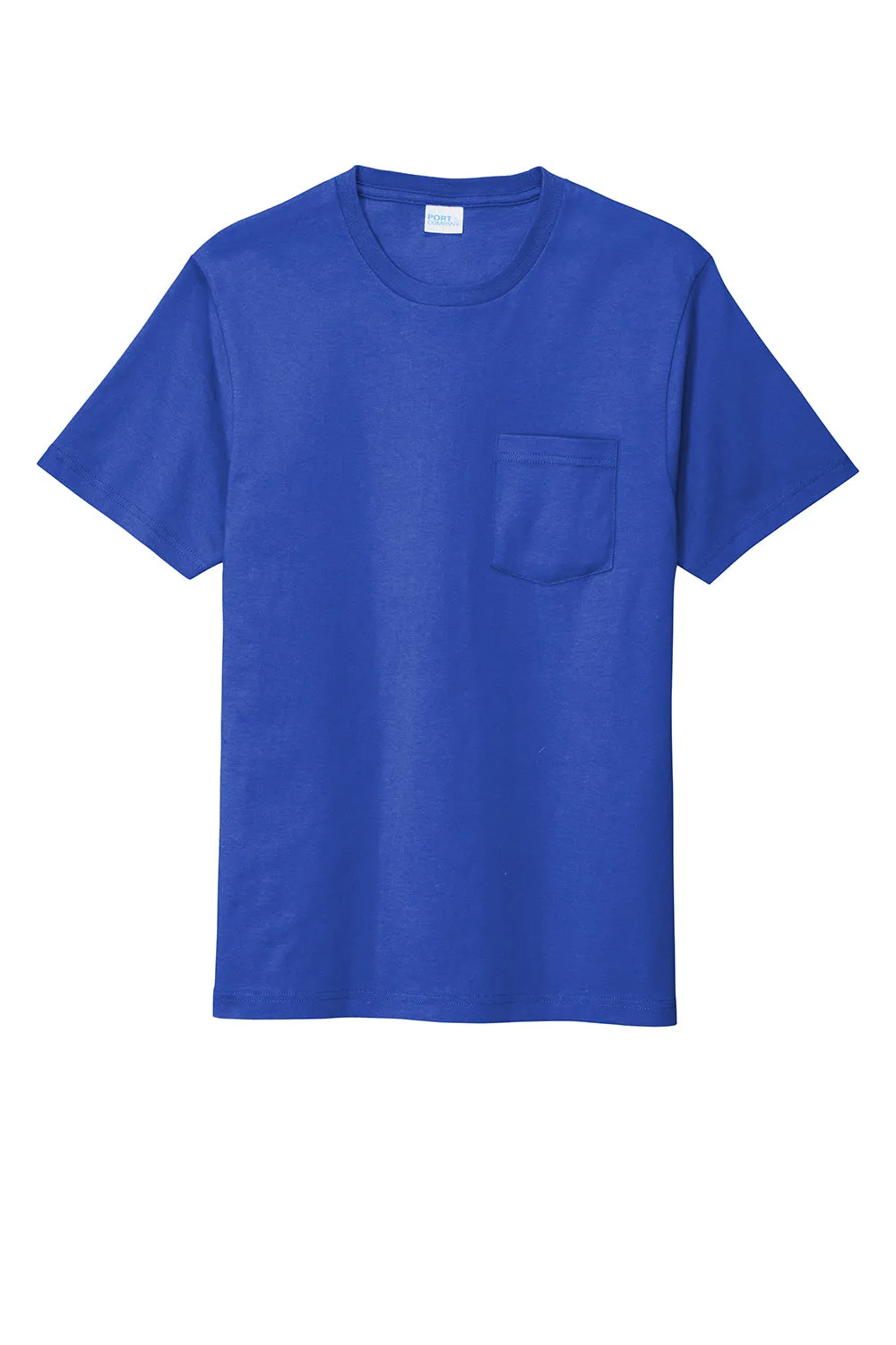 Port & Company Mens Bouncer Short Sleeve Crewneck T-Shirt w/ Pocket - True Royal Blue