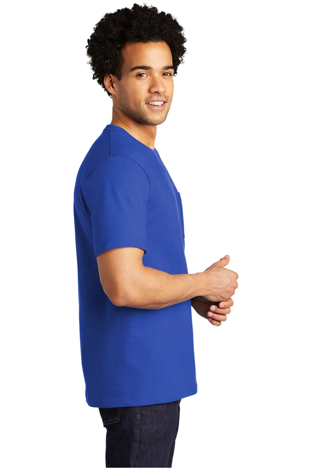 Port & Company Mens Bouncer Short Sleeve Crewneck T-Shirt w/ Pocket - True Royal Blue