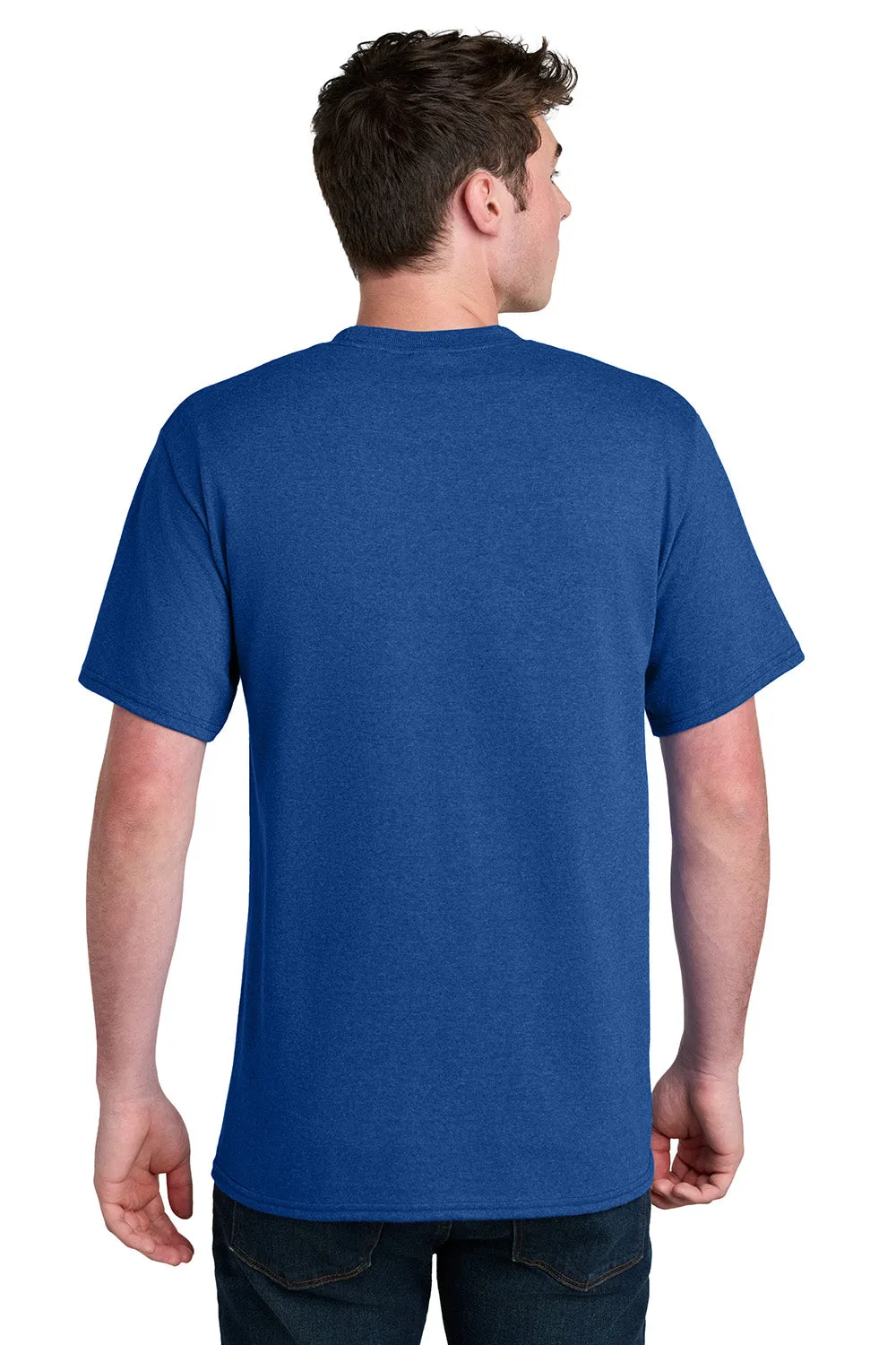 Port & Company Mens Core Blend Recycled Short Sleeve Crewneck T-Shirt - Heather True Royal Blue