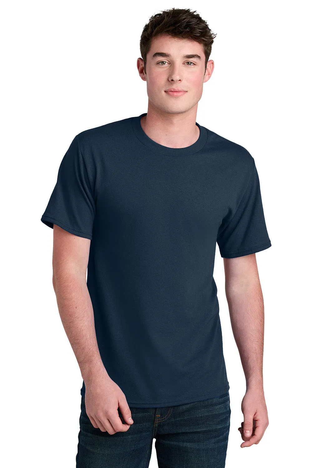 Port & Company Mens Core Blend Recycled Short Sleeve Crewneck T-Shirt - Navy Blue