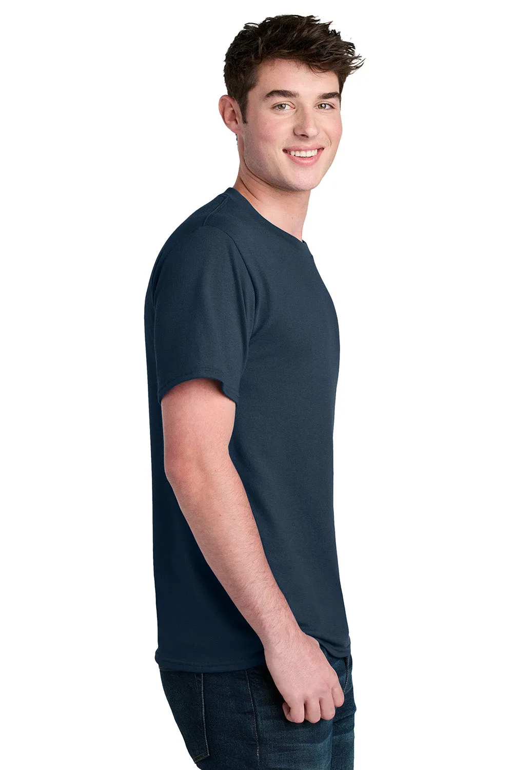 Port & Company Mens Core Blend Recycled Short Sleeve Crewneck T-Shirt - Navy Blue