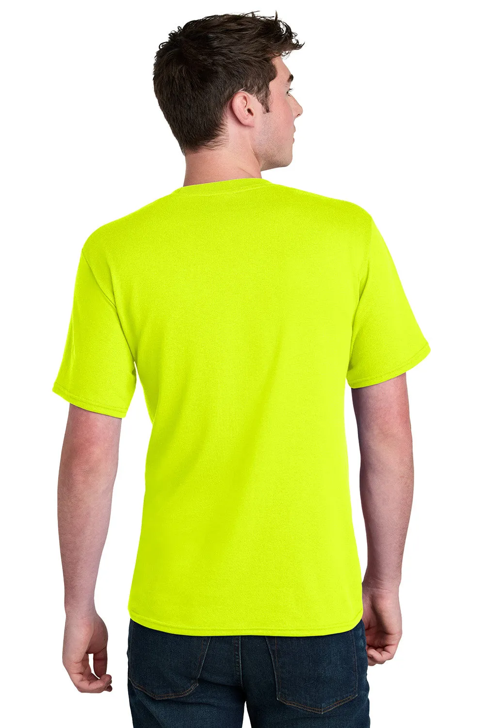 Port & Company Mens Core Blend Recycled Short Sleeve Crewneck T-Shirt - Safety Green