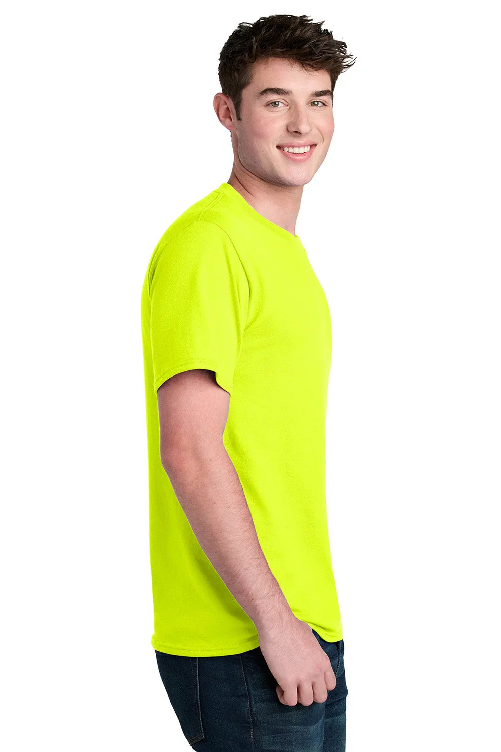 Port & Company Mens Core Blend Recycled Short Sleeve Crewneck T-Shirt - Safety Green