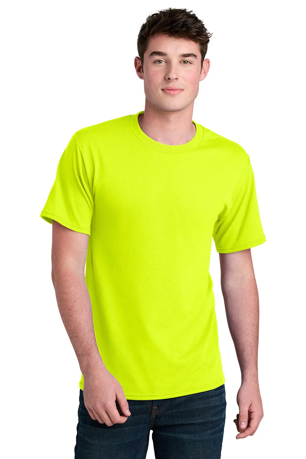Port & Company Mens Core Blend Recycled Short Sleeve Crewneck T-Shirt - Safety Green