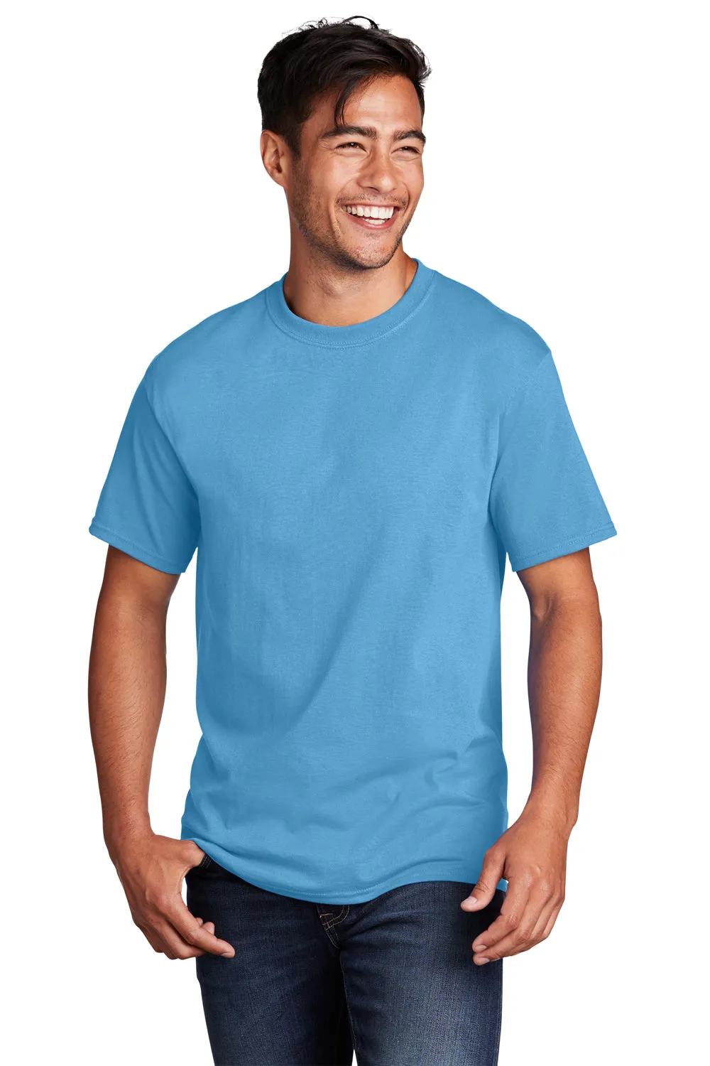 Port & Company Mens Core Cotton DTG Short Sleeve Crewneck T-Shirt - Aquatic Blue