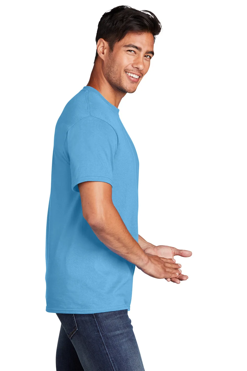 Port & Company Mens Core Cotton DTG Short Sleeve Crewneck T-Shirt - Aquatic Blue