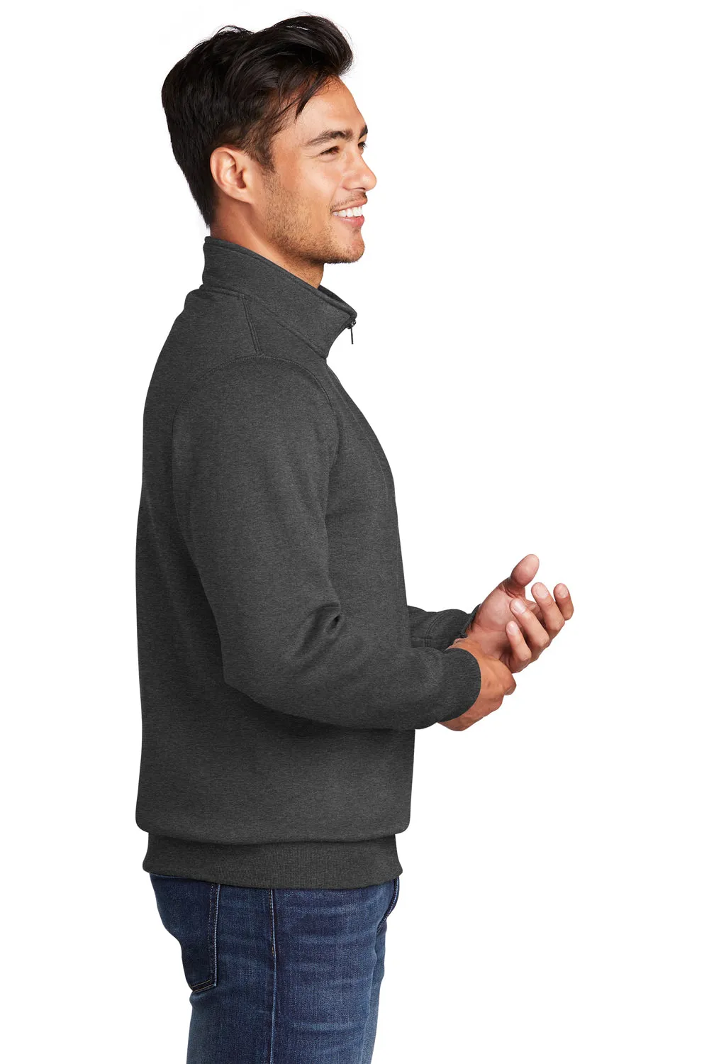 Port & Company Mens Core Fleece 1/4 Zip Sweatshirt - Heather Dark Grey