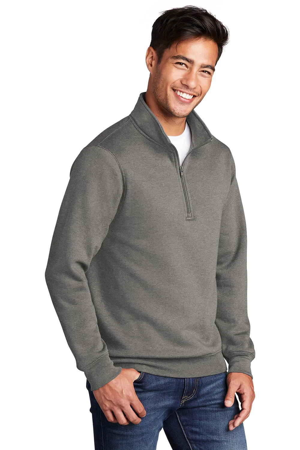 Port & Company Mens Core Fleece 1/4 Zip Sweatshirt - Heather Graphite Grey