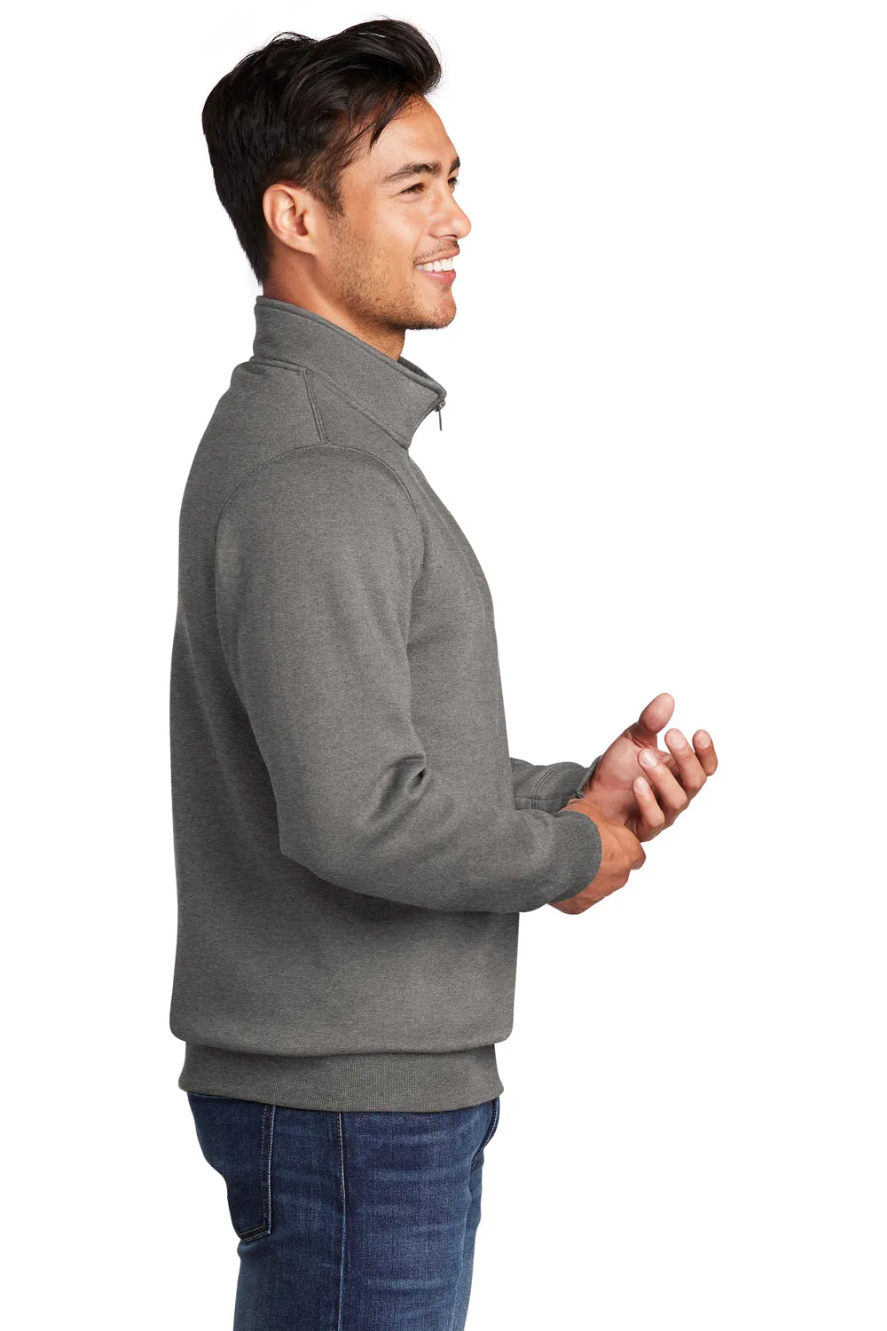 Port & Company Mens Core Fleece 1/4 Zip Sweatshirt - Heather Graphite Grey