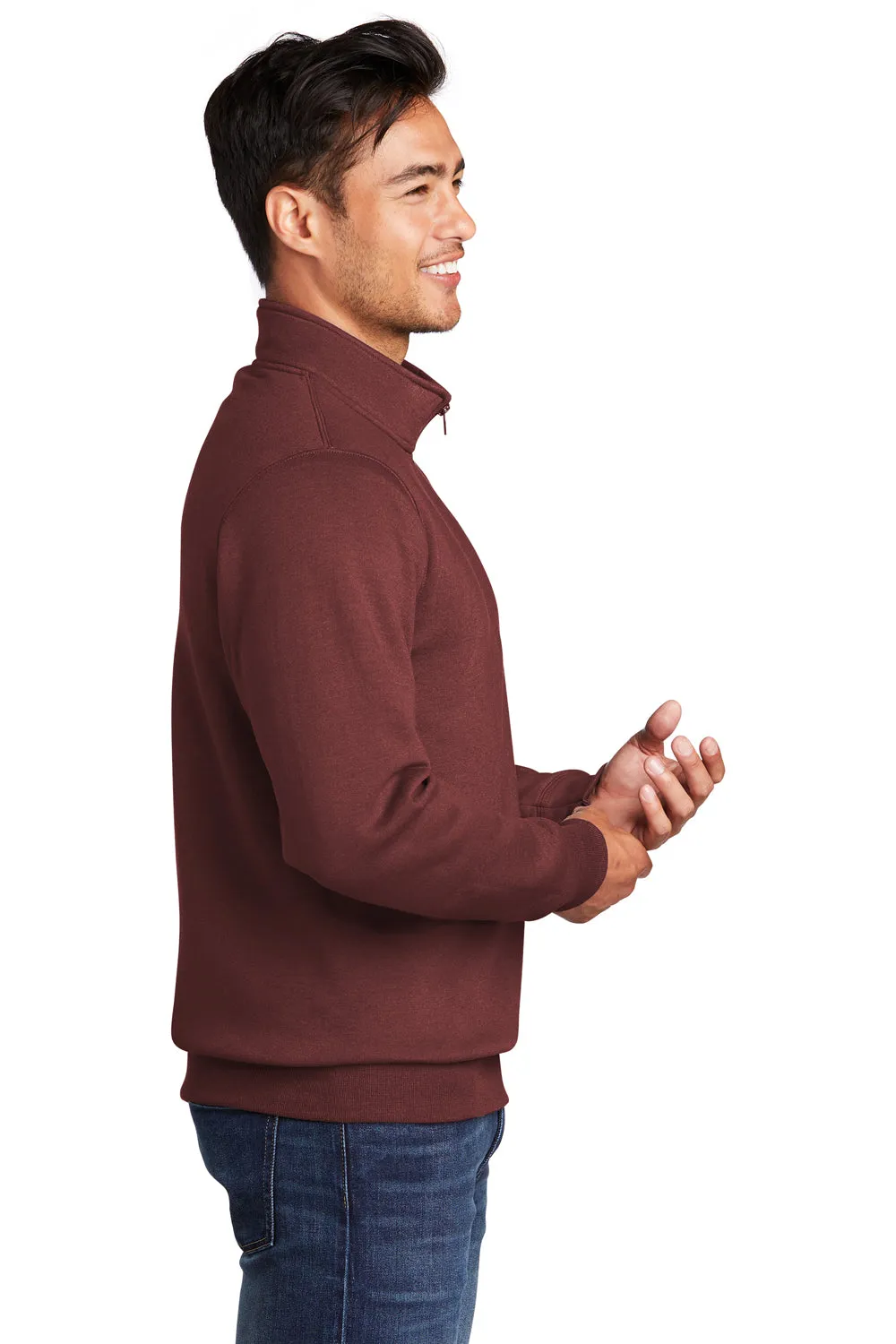 Port & Company Mens Core Fleece 1/4 Zip Sweatshirt - Maroon