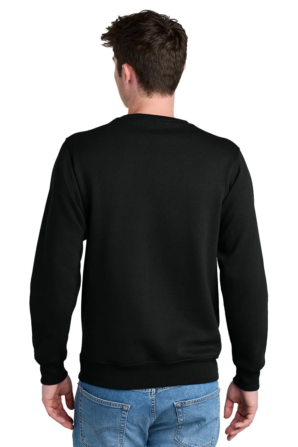 Port & Company Mens Core Fleece Crewneck Sweatshirt w/ Pouch Pocket - Jet Black