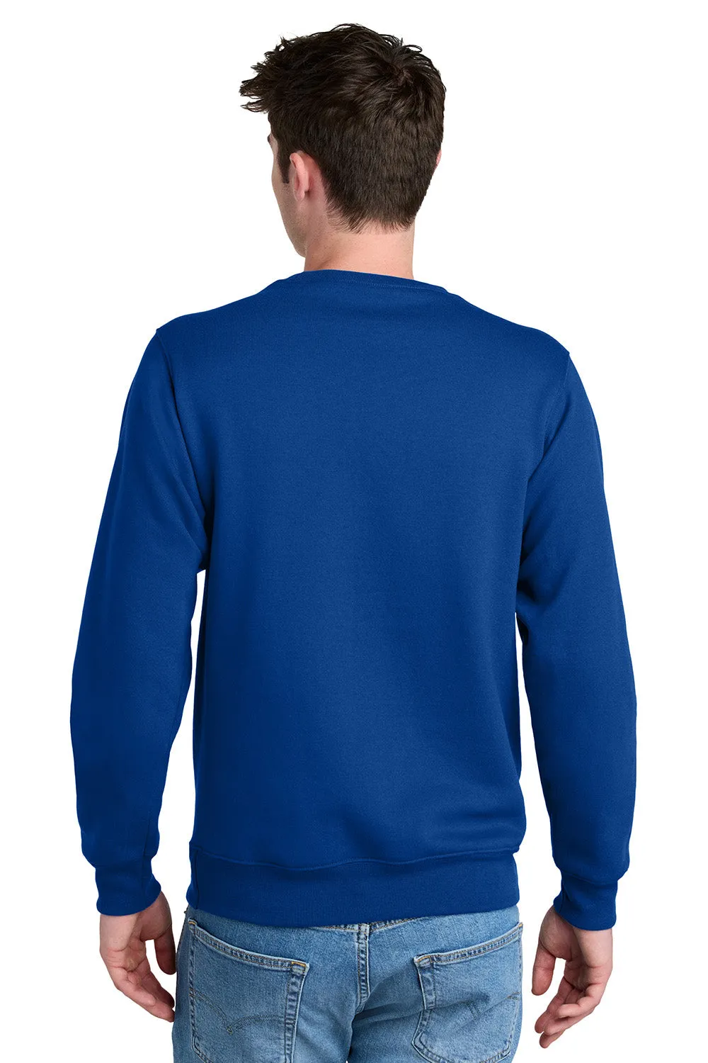 Port & Company Mens Core Fleece Crewneck Sweatshirt w/ Pouch Pocket - True Royal Blue