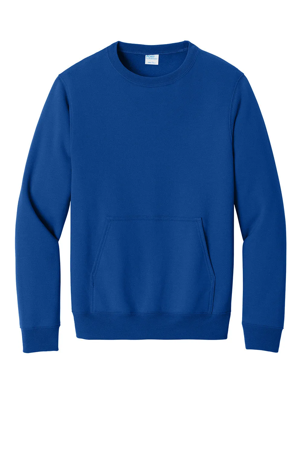 Port & Company Mens Core Fleece Crewneck Sweatshirt w/ Pouch Pocket - True Royal Blue