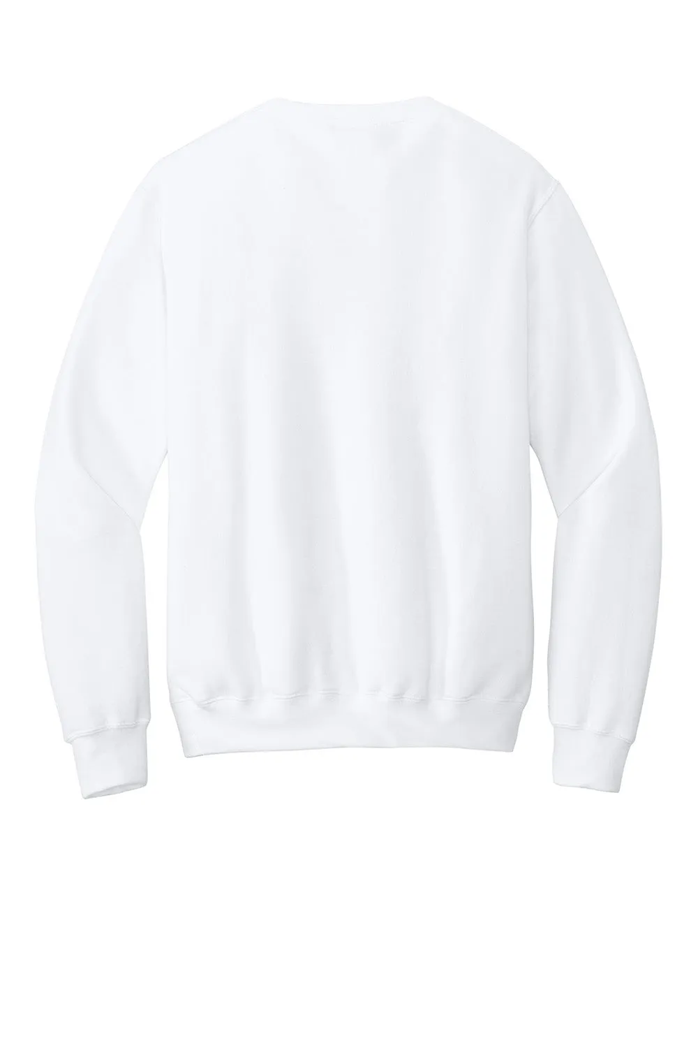 Port & Company Mens Core Fleece Crewneck Sweatshirt w/ Pouch Pocket - White