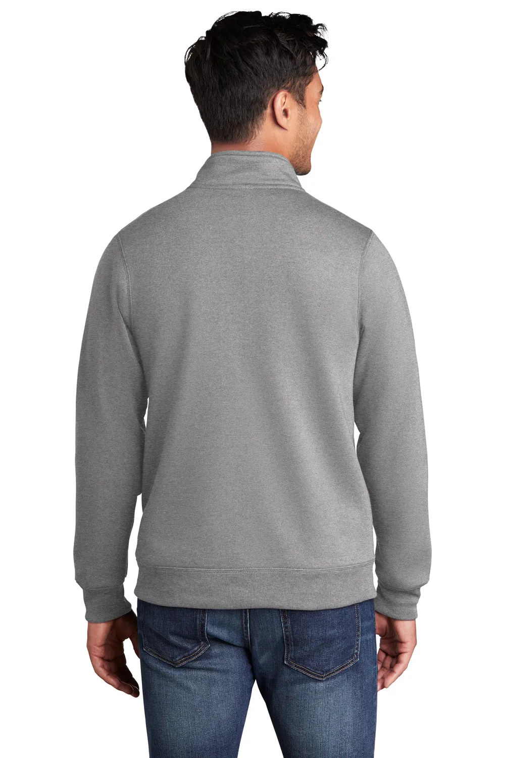 Port & Company Mens Core Fleece Full Zip Sweatshirt w/ Pockets - Heather Grey