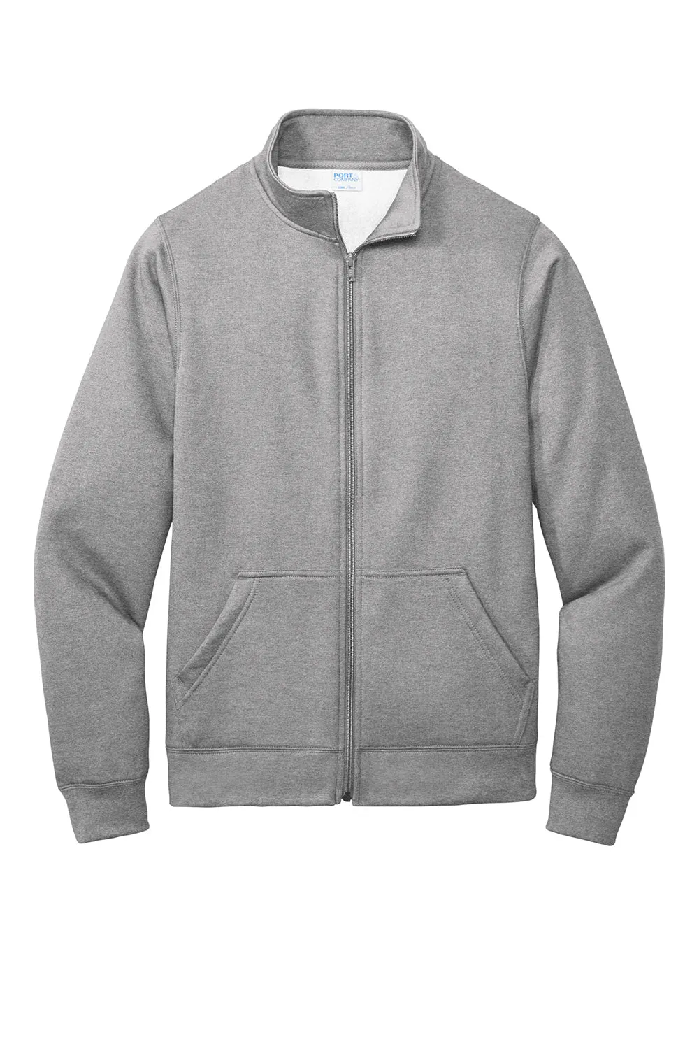 Port & Company Mens Core Fleece Full Zip Sweatshirt w/ Pockets - Heather Grey