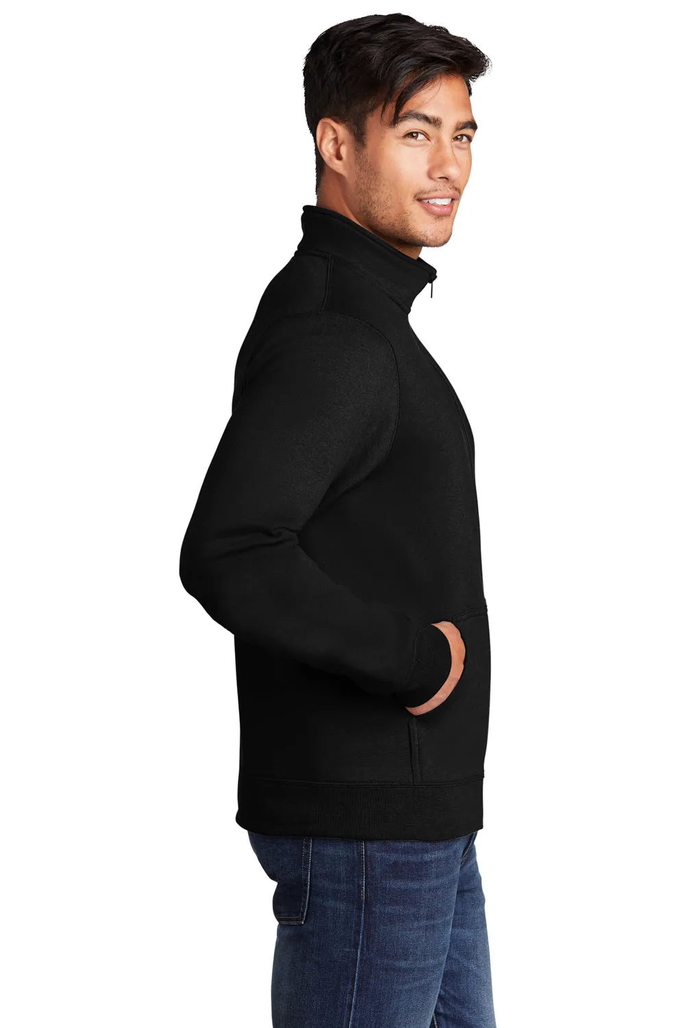 Port & Company Mens Core Fleece Full Zip Sweatshirt w/ Pockets - Jet Black