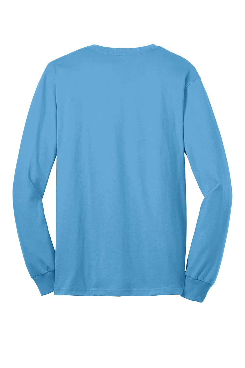 Port & Company Mens Core Long Sleeve Crewneck T-Shirt - Aquatic Blue
