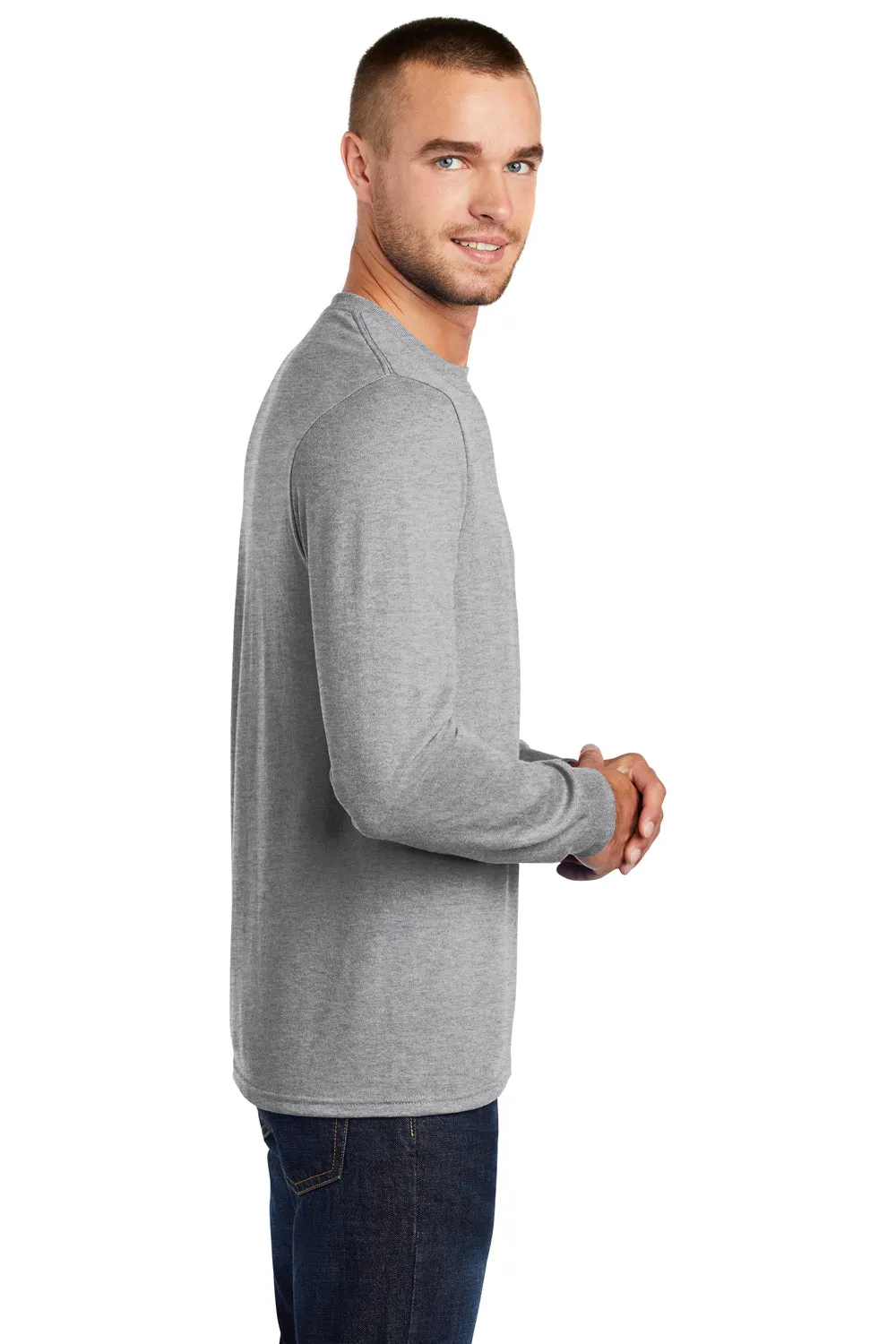 Port & Company Mens Core Long Sleeve Crewneck T-Shirt - Ash Grey