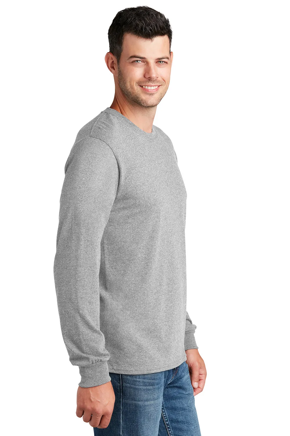 Port & Company Mens Core Long Sleeve Crewneck T-Shirt - Ash Grey