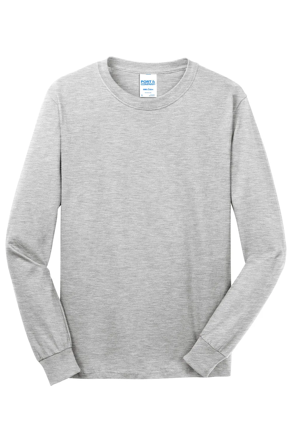 Port & Company Mens Core Long Sleeve Crewneck T-Shirt - Ash Grey
