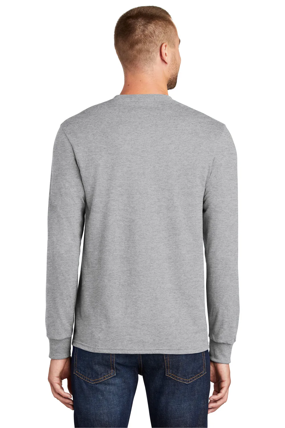 Port & Company Mens Core Long Sleeve Crewneck T-Shirt - Ash Grey