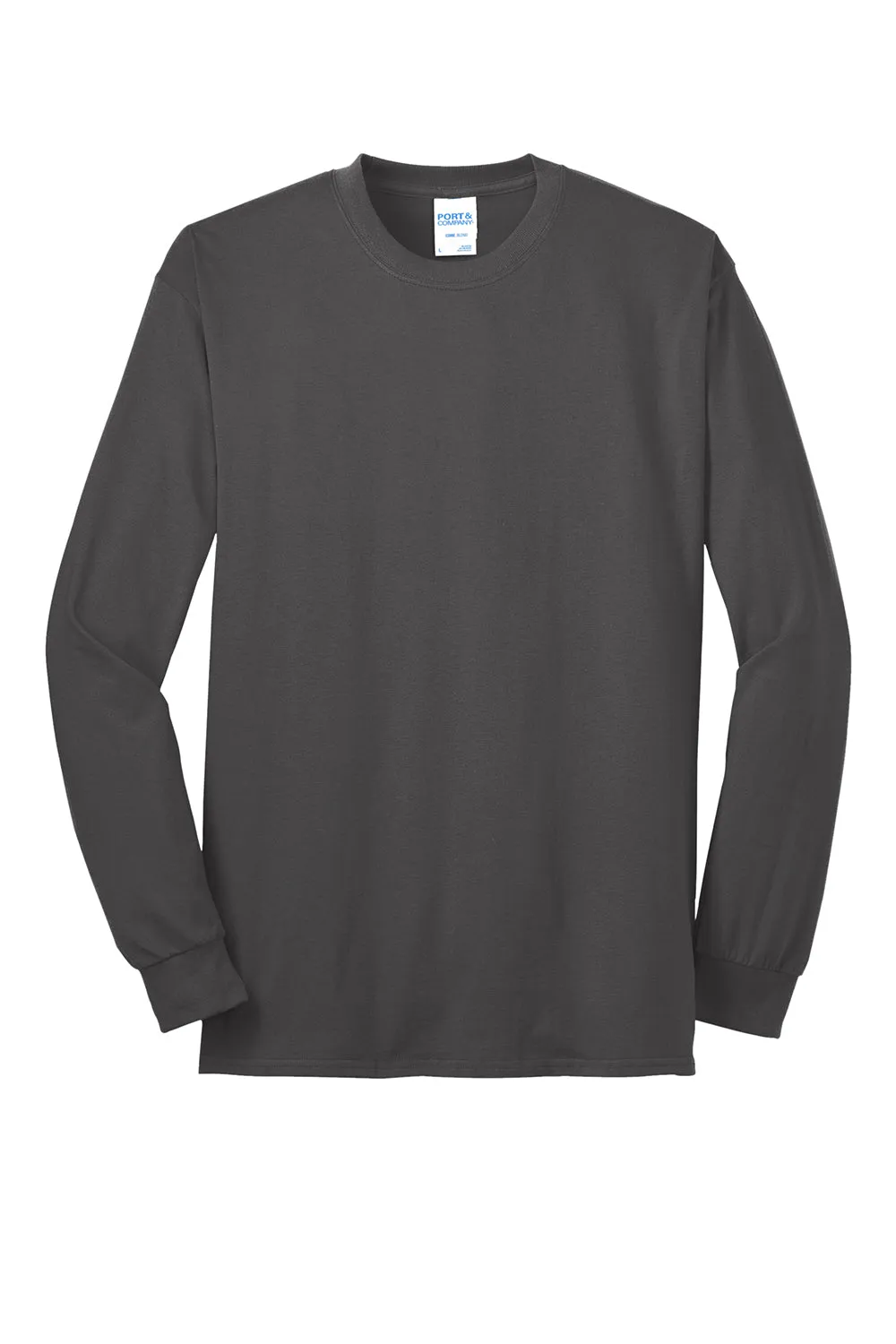 Port & Company Mens Core Long Sleeve Crewneck T-Shirt - Charcoal Grey