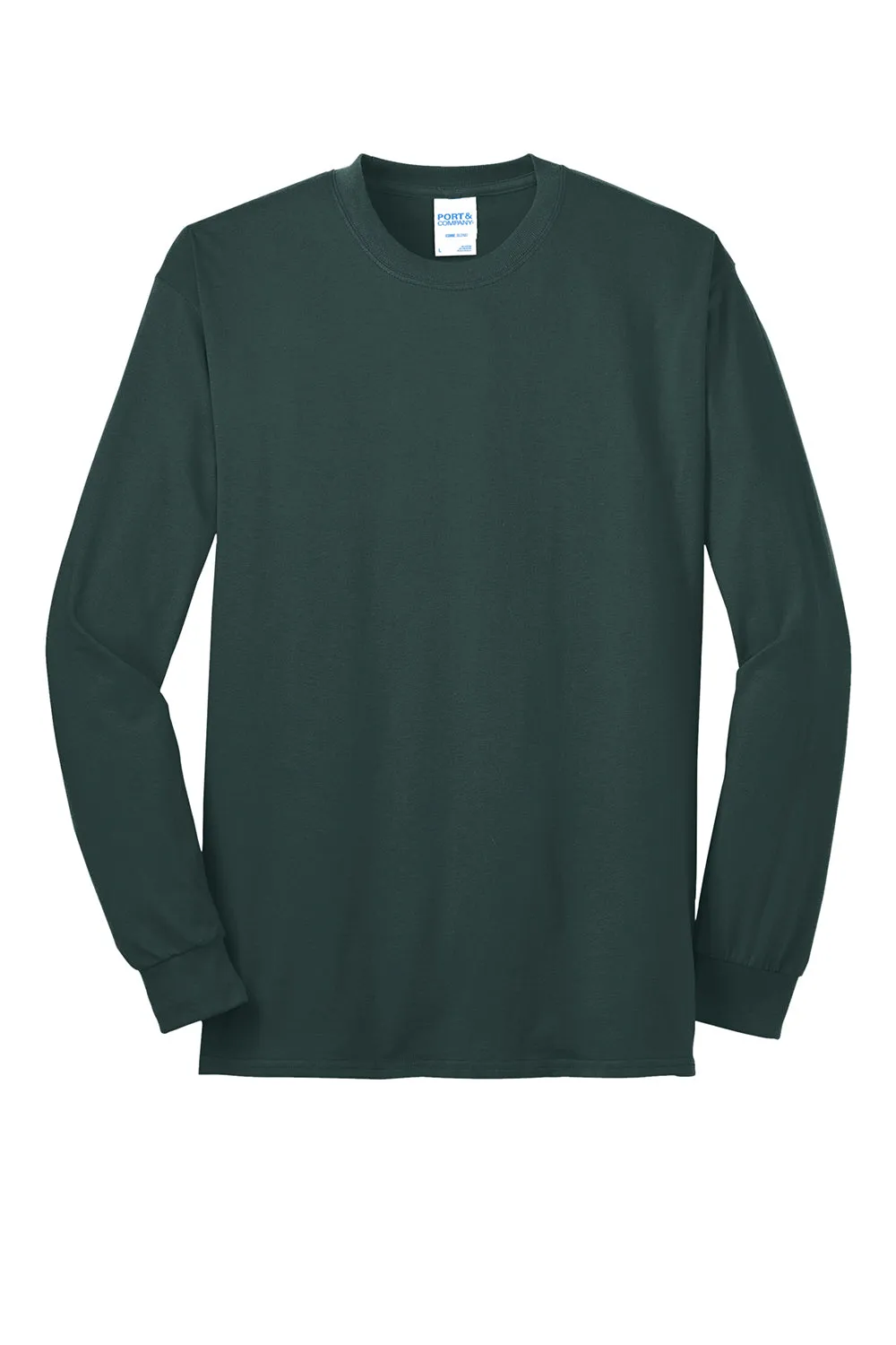 Port & Company Mens Core Long Sleeve Crewneck T-Shirt - Dark Green