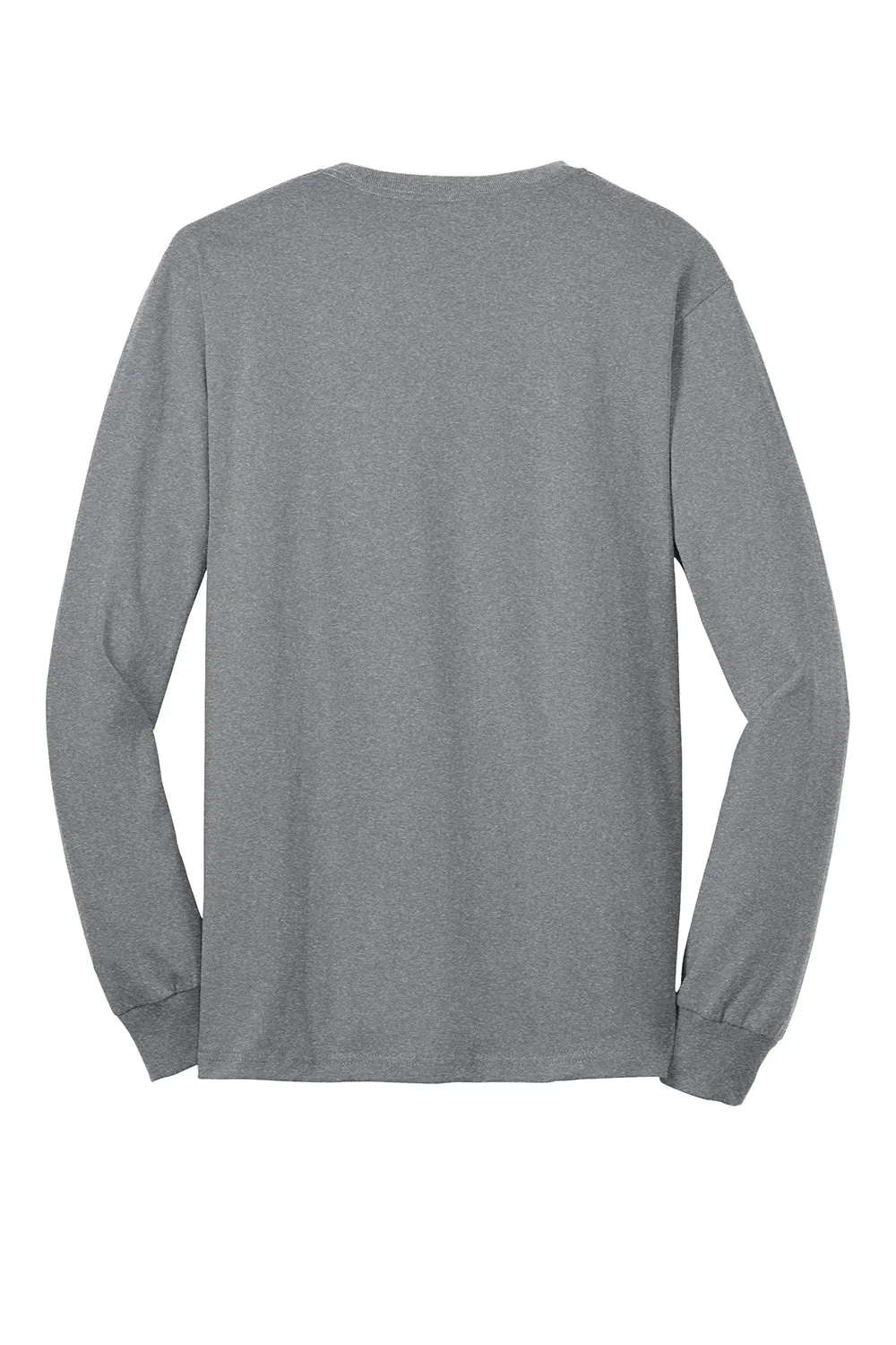Port & Company Mens Core Long Sleeve Crewneck T-Shirt - Heather Grey