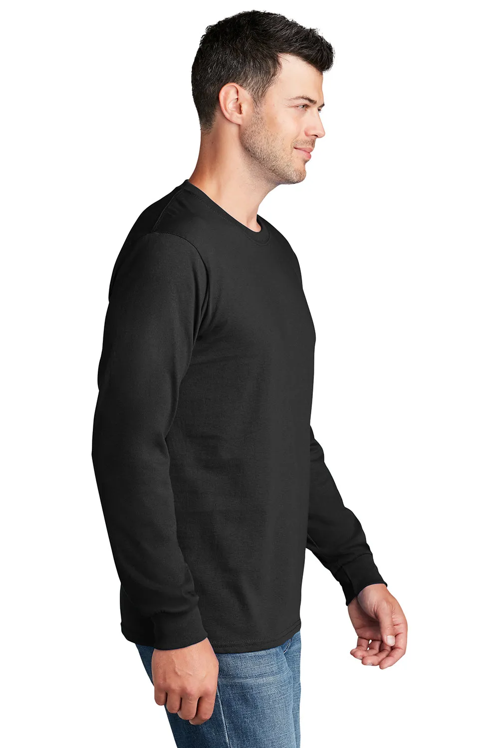 Port & Company Mens Core Long Sleeve Crewneck T-Shirt - Jet Black