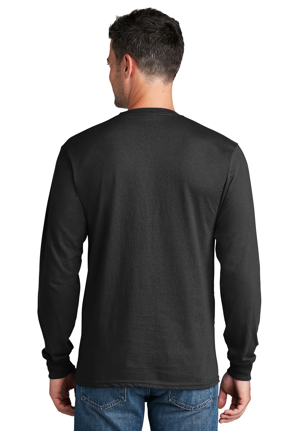 Port & Company Mens Core Long Sleeve Crewneck T-Shirt - Jet Black