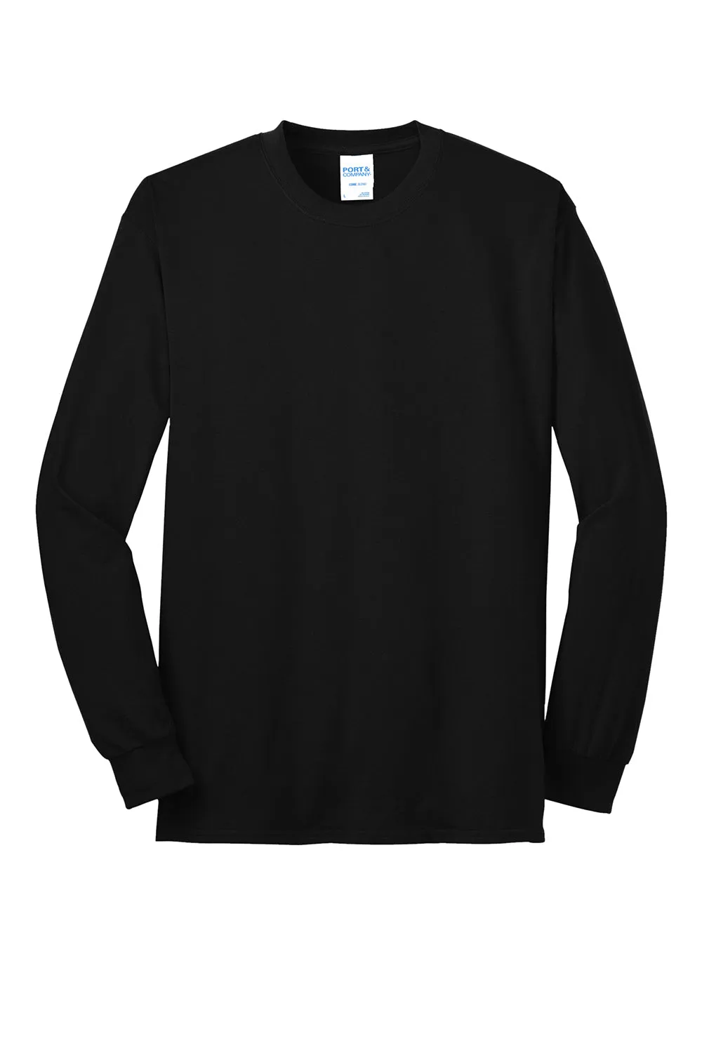 Port & Company Mens Core Long Sleeve Crewneck T-Shirt - Jet Black