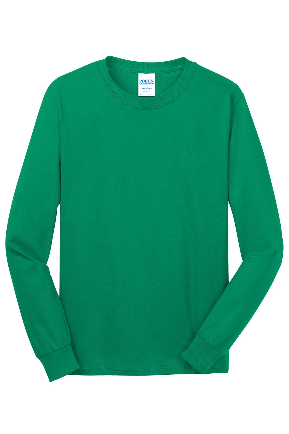 Port & Company Mens Core Long Sleeve Crewneck T-Shirt - Kelly Green