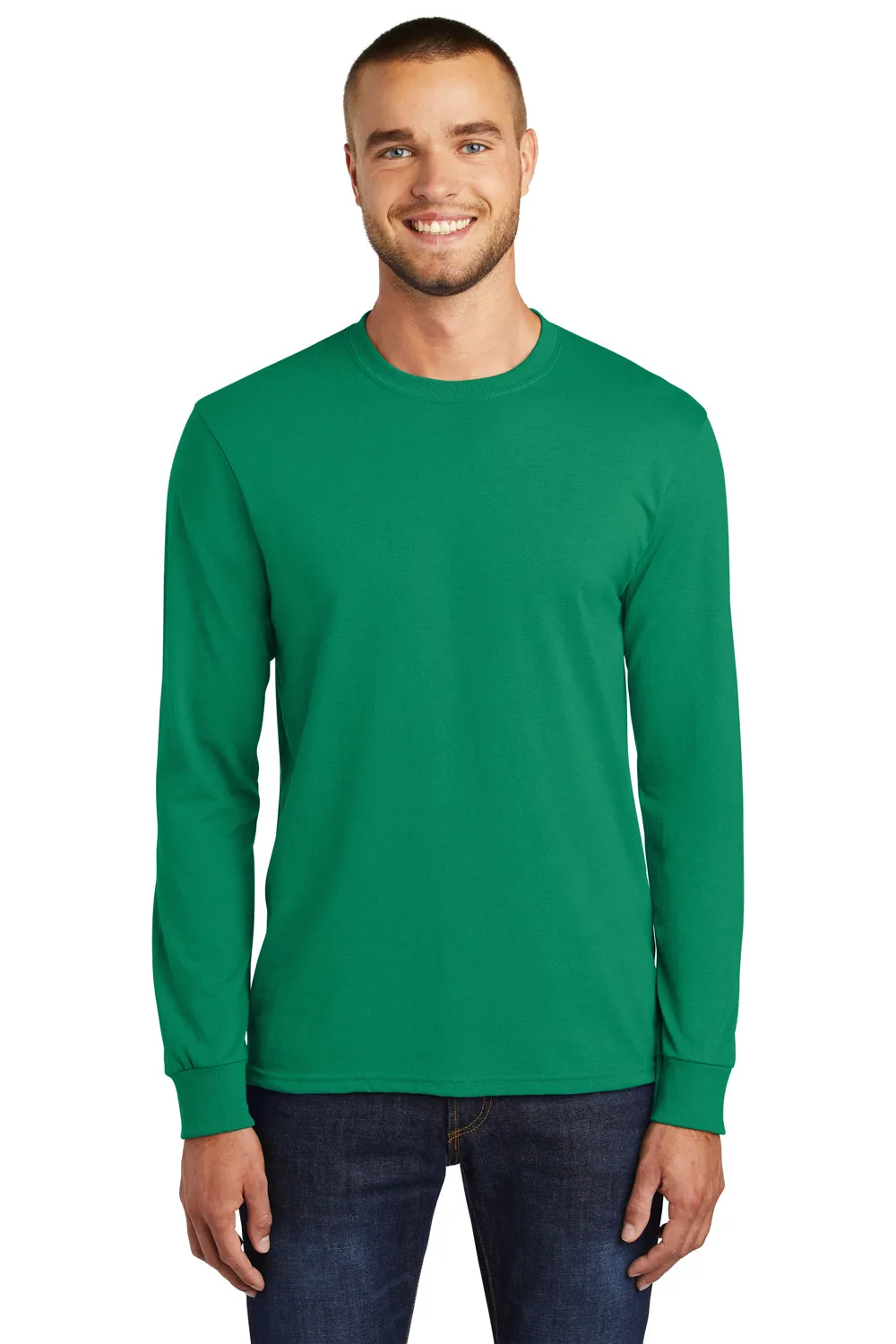 Port & Company Mens Core Long Sleeve Crewneck T-Shirt - Kelly Green