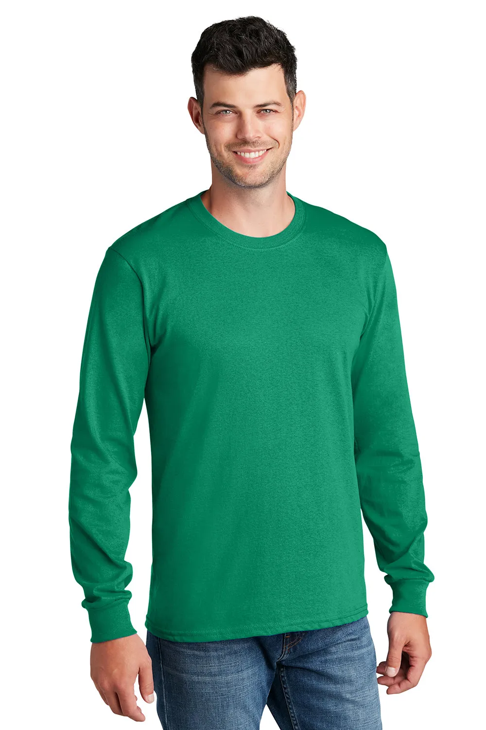 Port & Company Mens Core Long Sleeve Crewneck T-Shirt - Kelly Green