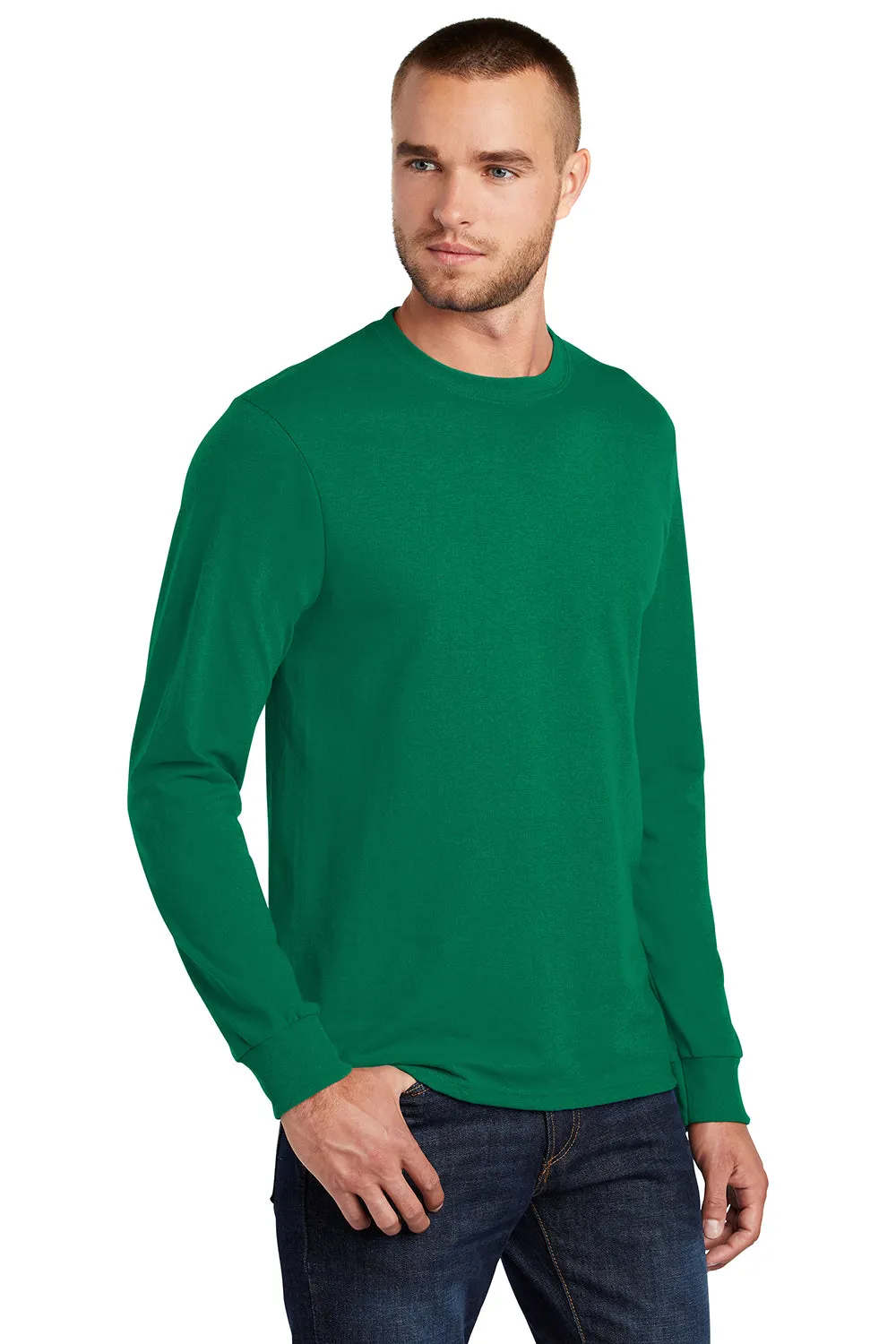 Port & Company Mens Core Long Sleeve Crewneck T-Shirt - Kelly Green