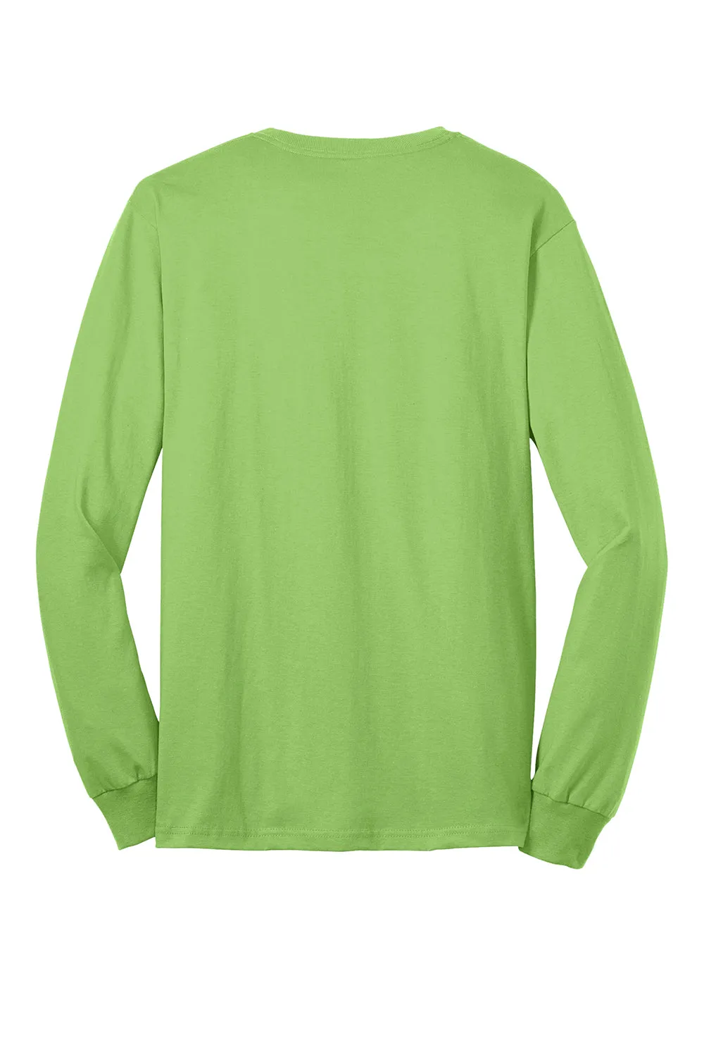 Port & Company Mens Core Long Sleeve Crewneck T-Shirt - Lime Green