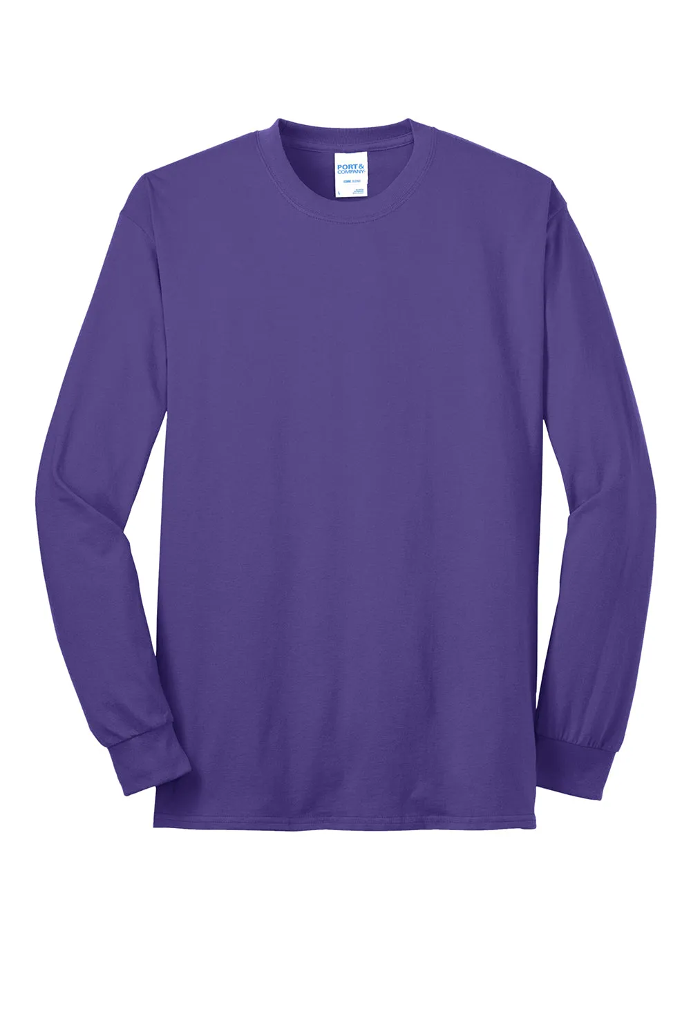 Port & Company Mens Core Long Sleeve Crewneck T-Shirt - Purple