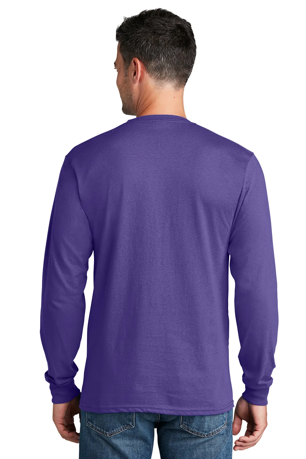 Port & Company Mens Core Long Sleeve Crewneck T-Shirt - Purple