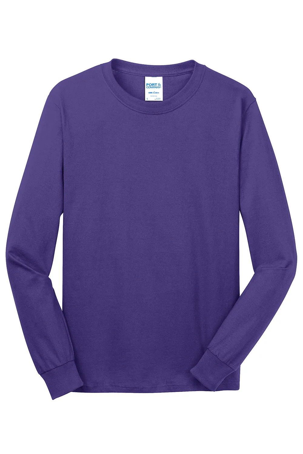 Port & Company Mens Core Long Sleeve Crewneck T-Shirt - Purple