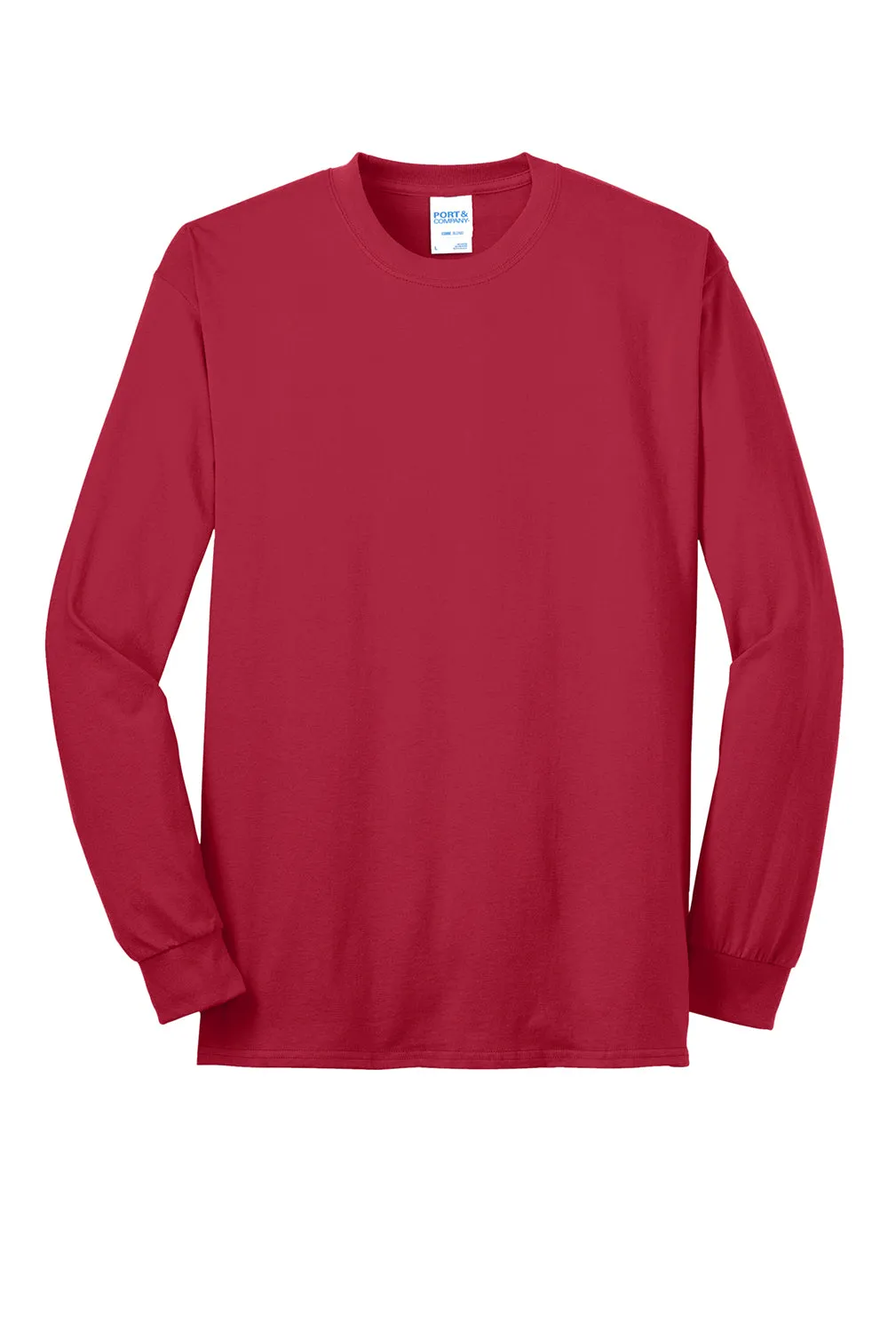 Port & Company Mens Core Long Sleeve Crewneck T-Shirt - Red